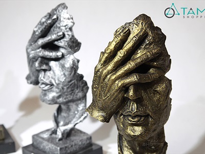 Tượng đầu người nghệ thuật Không thấy - Không nghe - Không nói [Lẻ từng cái - 2 màu] TUONGNGUOI-01